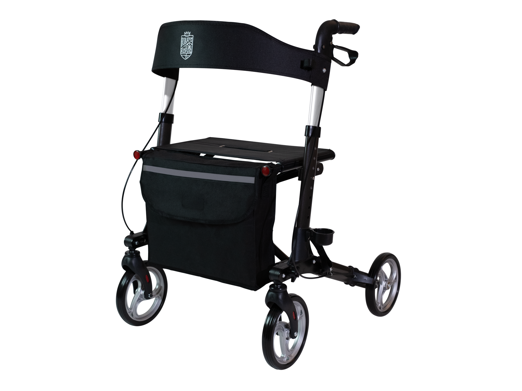 Indoor-Rollator für Zuhause mit PU-Bereifung Sitz Lehne  und Tasche. Leicht aus Aluminium 